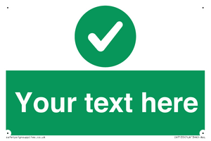 Custom green background, green circle with tick